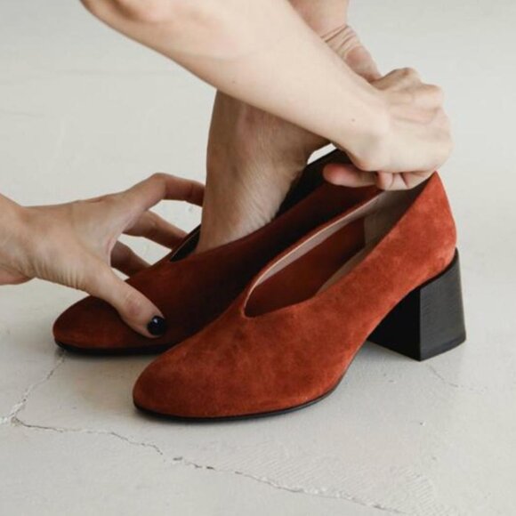 Acne Studios Burgundy Suede Leather Pumps, Size US 6.5 / EU 37 | Dust Bag Inc - Picture 2 of 13